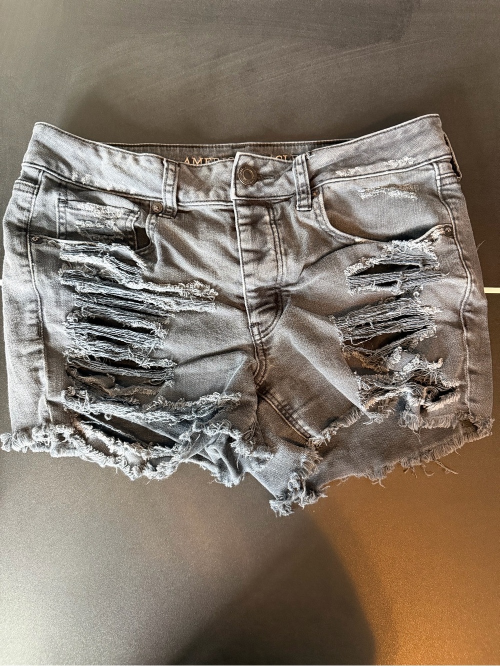 American Eagle Outfitters Ripped Gray Denim Cutoff Shorts